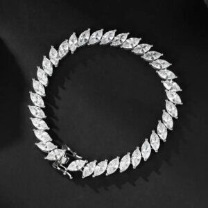 Genuine Moissanite Marquis Cut Tennis Bracelet with GRA